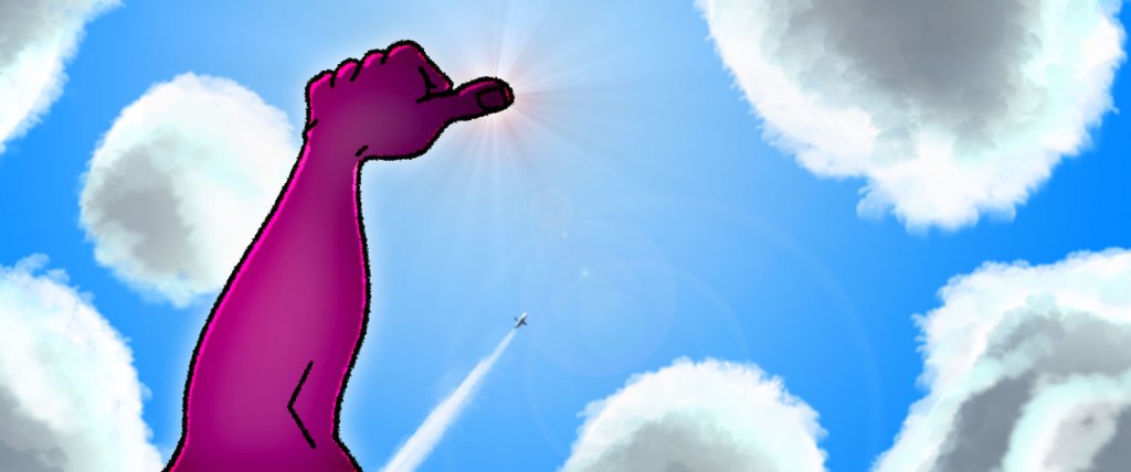 tower run still thumb blocking out the sun